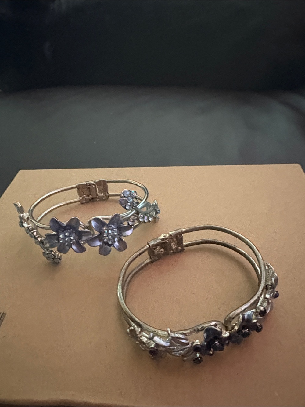 Floral Purple Double-Band Bracelet Set - Women Jewelry
